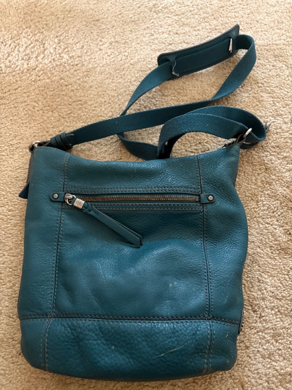 The Sak Teal Leather Crossbody purse bag